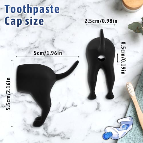 Vibbang 2Stück Pooping Dog Butt Zahnpasta-Aufsatz, Lustige Zahnpastakappen, Kreative Zahnpastaspender, Streich-Geschenk, Badezimmer dekoration für Familie, Kinder und Erwachsene (A)