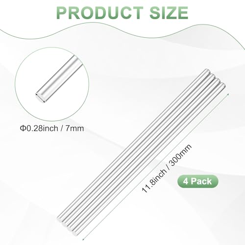 Image of M METERXITY 4-Pack Acrylic Round Rods, 11.8 x 0.28 Inch / 300 x 7 mm Clear Acrylic Dowel Rods Sticks Plastic Sticks Strip for DIY Crafts Lighting Gardening Decorations
