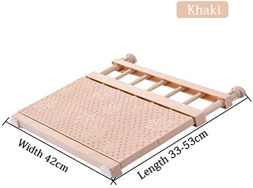 HyFanStr Adjustable Storage Rack Expandable Separator Shelf for Wardrobe, Cupboard, Bookcase Compartment Collecting (Length:13"-20.8", Width:16.5", Khaki)