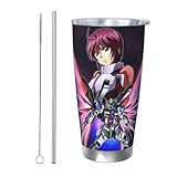 機動戦士ガンダム 車載用 マグカップ コーヒーカップ 600ml保温保冷カップ ストローと蓋付き 大容量 持ち運びに便利 そのまま飲める 可愛くておしゃれ アウトドア 釣り キャンプなどにも最適 Straw Two-piece Set