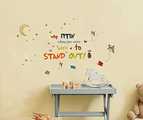 Adecals Why Fit In When You Were Born To Stand Out Wall Decal Colorful Kites Stars Hearts Wall Decal Classroom Kids Home Art Decor #TOP4