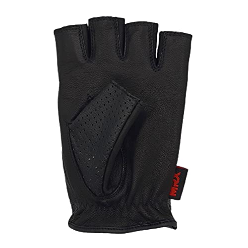 Image of MRX Driving Gloves Button Basic Soft Outdoor Glove Goat Leather Workout Full Finger, Black
