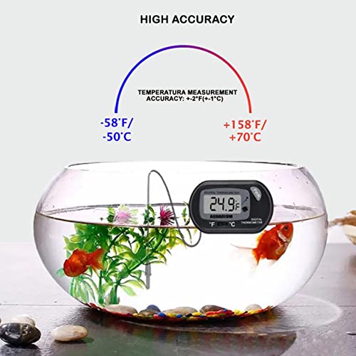 2 Pack Aquarium Thermometer, Reptile Thermometer, Fish Tank Thermometer, Digital Thermometer, Terrarium Water Temperature Test, With Large Lcd Display #TOP3