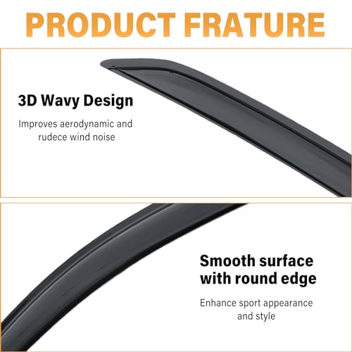 Image of Rain Guards Compatible with 2009-2013 Toyota Corolla, Acrylic Slim Style Window Visor Rain Guard, Side Window Deﬂector for Toyota Corolla Accessories 4 Pieces, 2010 2011 2012