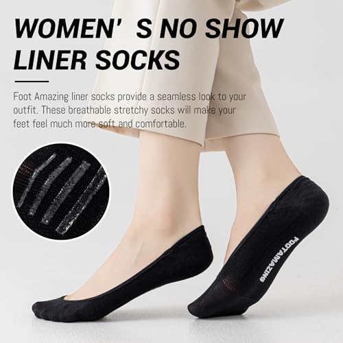 FOOT AMAZING Women's No Show Liner Socks 8 Pairs Low Cut Non Slip Hidden Invisible Socks for Flat Boat(Size 9-11, 8 Pairs (Black)) — view 2