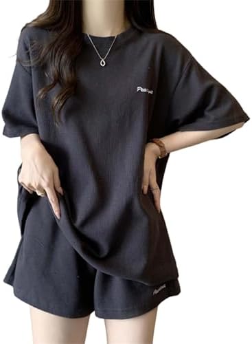 Women's Roomwear Set, Short-Sleeve Top and Short Pants, Soft, Lightweight, Comfortable, Loungewear, Relaxed, Stylish, Cute, Suitable for Spring, Summer, Autumn, T-Shirt