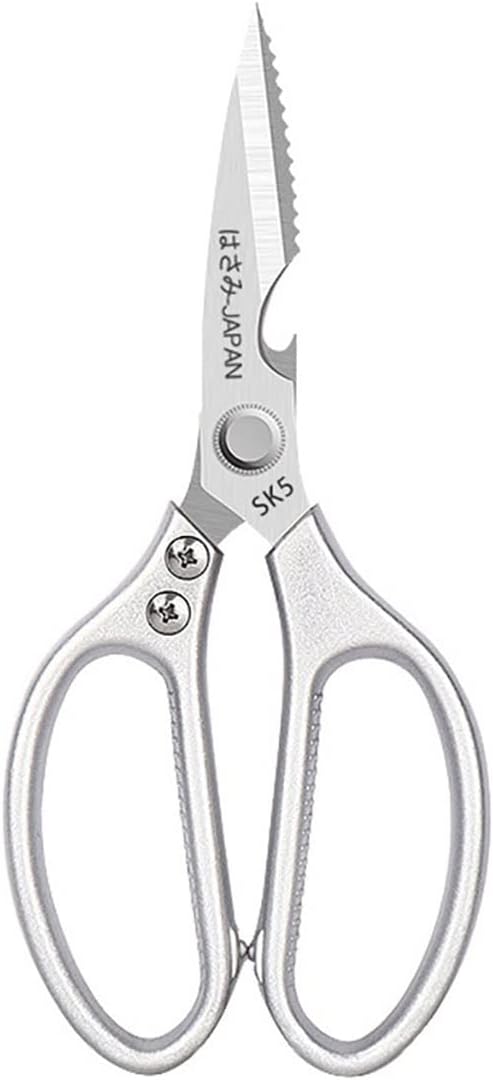 Kitchen Scissors, Multifunctional Kitchen Scissors Stainless Steel Kitchen Meat Cutting Scissors Chicken Bone Scissors(Color:Silver White)