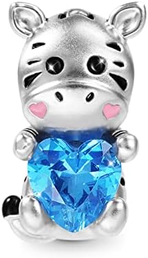 GNOCE Embraces Heart Gemstone Charm Bead Sterling Silver Animal Charm Fit Bracelet/Necklace for Women Girls Wife Daughter