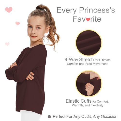 Image of 3T 4T 5T to 12 Years Girls Long Sleeve Shirts Kids Cotton T-Shirt Toddler Basic Crew Neck Top
