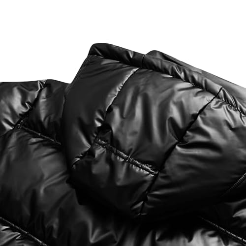 Women's Winter Casual Puffer Jacket Teen Girl Stand Colla Hooded Crop Padded Jacket Y2K Pockets Baggy Short Coats4