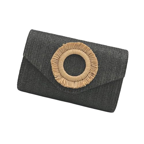 Pochette en paille pour femme avec bandoulière amovible style enveloppe