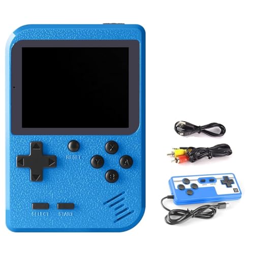Handheld Retro Games Console – Portable Mini Arcade with 500 Classic Games, 3.0-Inch Screen, TV Connection & 2-Player Support, Rechargeable Battery, Gift for Kids & Adults (Blue)