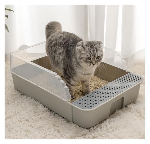 Arenero para gato semi cerrado grande gris fácil limpieza miniatura 3