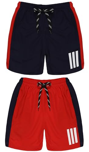 Image of Pack 2 Polyester Sports Shorts for Boys & Girls with Zipper Pockets