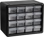 Akro-Mils 10116 16-Drawer Plastic Drawer Storage Cabinet for Garage Organization, Teacher Toolbox, Makeup Organizer, and More, 26.7 cm W x 16 cm D x 21.6 cm H, Black