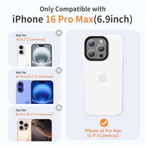 Yriklso for iPhone 16 Pro Max Phone Case, Shockproof for iPhone 16 Pro Max Case, Military Grade Drop Protection, Protective Hard Back Slim Translucent Cover, White by Yriklso - Used condition - Image 2
