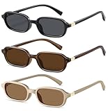 YMRFW Gafas de sol rectangulares retro para mujer, 3pack