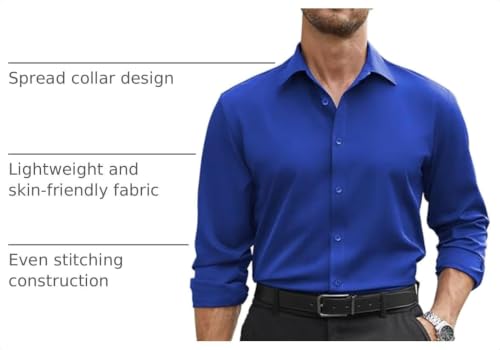 Image of COOFANDY Mens Stretch Dress Shirts Long Sleeve Button Down Shirt Regular Fit Formal Business Shirts