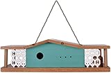 Sunset Vista Designs 93801 for The Birds-Mid-Century Modern Wooden Birdhouse, Turquoise