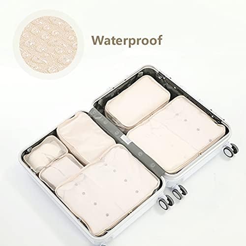 6 Set Travel Packing Cubes, Travel Carry on Luggage Organizer with Shoe Bag (Cream) 6 6 Set Travel Packing Cubes, Travel Carry on Luggage Organizer with Shoe Bag (Cream)