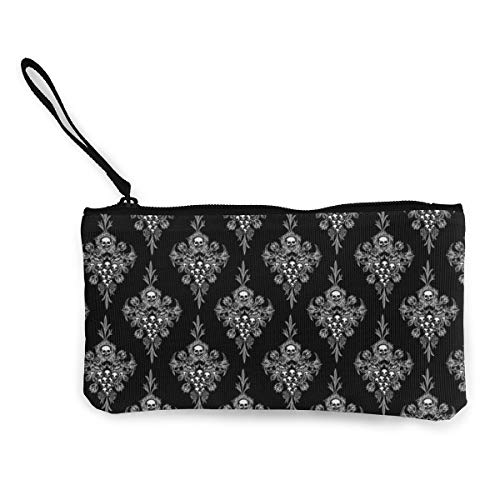 Preisvergleich Produktbild Canvas-Geldbörse, Handtasche, kleine Kosmetik, Münzen, Einkaufstasche, Totenkopf-Blume