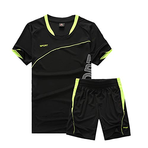 Homme Ensemble Jogging Sports Survêtement T Shirt et Short 2 Pièces Noir M Cover