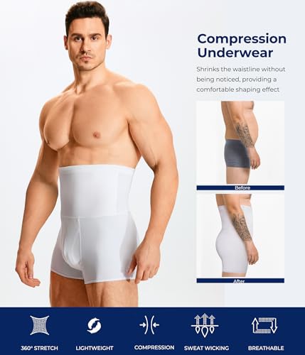 TAILONG Men Tummy Control Shorts High Waist Slimming Underwear Body Shaper Seamless Belly Girdle Boxer Briefs