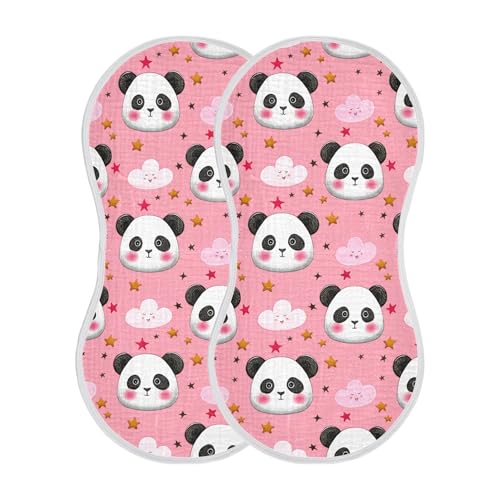 xigua Cute Panda Muslin Baby Burp Cloths Set of 4, Super Soft & Absorbent Burping Rags, Cotton Burp Clothes Shower Gift for Newborn, Baby Girls and Boys2