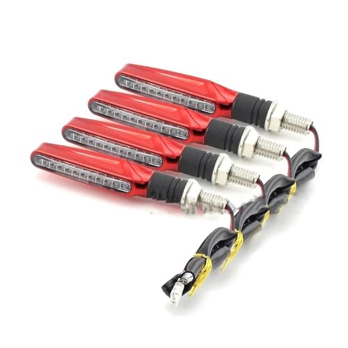 Clignotants universels pour moto : 2 paires d'indicateurs lumineux ambre flexibles rouge