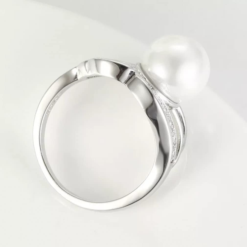 Zirkonia Perle Ring Sterling Silber 925 Schmuck Hohl geschnitzt Für Hochzeit Breite Ringe