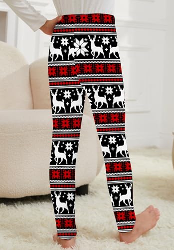 Girls Christmas Leggings Printed Pants Full Ankle Length Medium Thick Tights for Xmas Eve 5-12T2