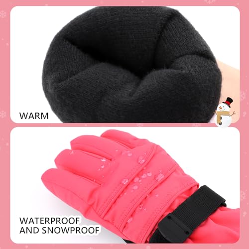 Image of Duoyeree Kids Waterproof Ski Gloves Warm 5-Fingered Winter Accessories for Boys & Girls Aged 4-13.