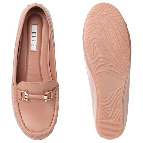 Image of ELLE Women's Flats Slip-On Loafers with Metallic Buckle
