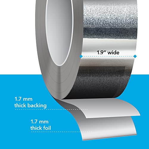 [150 Feet / 50 Yards] 1.9 Inch Wide Aluminum Tape/Aluminum Foil Tape – Professional/Contractor-Grade - Excellent Sealing & Patching Hot And Cold Hvac, Duct, Pipe, Insulation Home And Commercial #TOP2