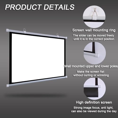 Pantalla manual de proyector 72 pulg 16:9 portátil miniatura 6