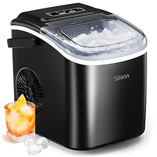 Silonn Countertop Ice Maker, 9 Cubes Ready in 6 Mins, 26lbs in 24Hrs, Self-Cleaning Ice Machine with Ice Scoop and Basket, 2 Sizes of Bullet Ice for Home Kitchen Office Bar Party, Black (SLIM09) (B0B5D97F23)
