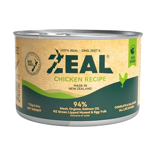 ZEAL New Zealand Canned Wet Dog Food – High Protein, Pure Nutrition, Grain-Free with Superfoods (Chicken, 6oz Can, 12-Pack Tray)
