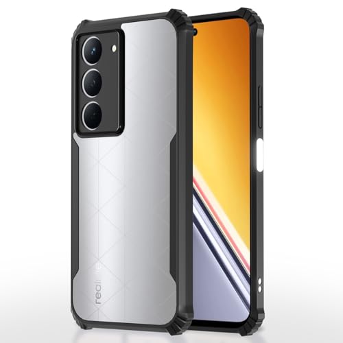 Image of Pikkme Back Cover for Realme Narzo 80x 5G / Realme P3x 5G / Realme 14X 5G | Ultra Hyrbid | Full Camera Protection | Raised Edge | Crystal Clear Transparent Bumper Case (Black)
