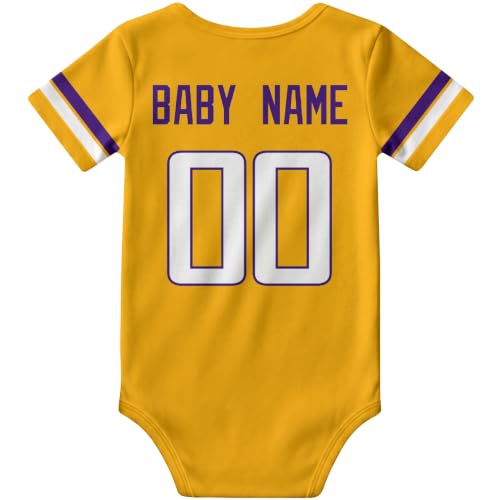 Image of KREDE Baby Clothes Custom Name Bodysuit for Baby Boy Gifts | Short Sleeves Bodysuit with Custom Number Name