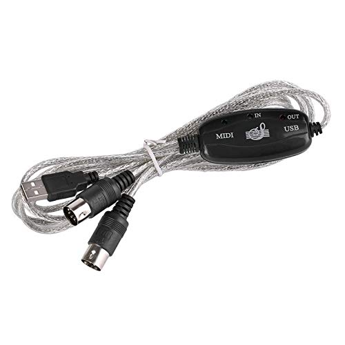 Adaptador convertidor de Cable de Interfaz Midi USB IN-out de transmisión de Alta fidelidad Adecuado para PC a Cable de Teclado de música - Negro Cover