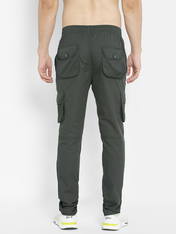 Image of SAPPER Regular Fit Cotton Cargo Pants for Men| Utility Pockets with Zippers| Elasticated Waistband with Belt Loops & Internal Drawcords| Also Available in Plus Sizes | L to 5XL