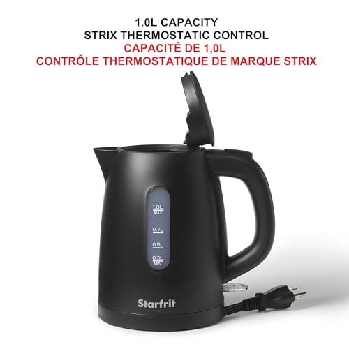 Starfrit Alston Electric Plastic Kettle - 1L Capacity - Water Level Indicator - Automatic Shut-Off - 1500W - Black Matte by Starfrit - Image 4