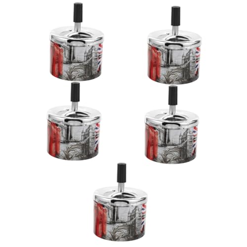 TOPBATHY 5 Pezzi Posacenere Con Coperchio Girevole Arredamento Compagno Posacenere Da Esterno Con Coperchio Decorazione Materiale Di Moda Ufficio Al Coperto Metallo