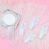 Holographic Nail Powder - White Pearl Chrome Dust, Fairy Dust Glitter, Pearl Pigment