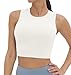 V VOCNI Nursing Tank Tops Breastfeeding Crew Neck Sleeveless Nursing Sports Bra Workout Crop Top White X-Large