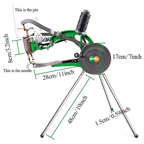 YUEWO Leather Hand Shoe Repair Machine Small Heavy Duty Cobbler Sewing Machine for Manual Sewing Dual Cotton Nylon Line Green