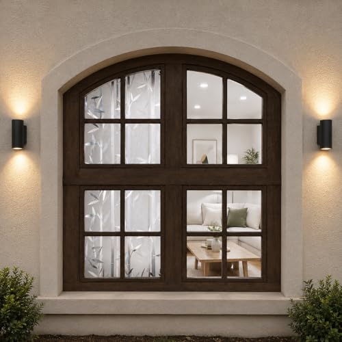 Image of CVANU Bamboo Frosted Privacy Window Film, Self Adhesive Waterproof Vinyl Sticker for Glass Doors, Windows, Bathroom & Office Use (24 x 84 Inch)