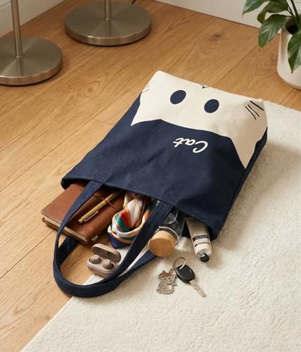 Image of Canvas Tote Bag with Zipper for Women| Inside Pocket | Cotton College Shoulder Bag | Stylish Travel Sling & Handbag for Daily Use