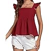 LYANER-Womens-Ruffle-Strap-Sleeveless-Square-Neck-Summer-Tank-Top-Peplum-Blouse LYANER Women's Ruffle Strap Sleeveless Square Neck Summer Tank Top Peplum Blouse Wine Red Small