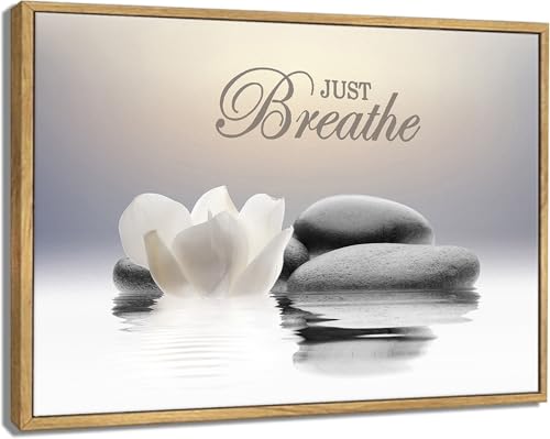 YTAPIFS Zen Stone Wall Art White Lotus 12x16 Poster